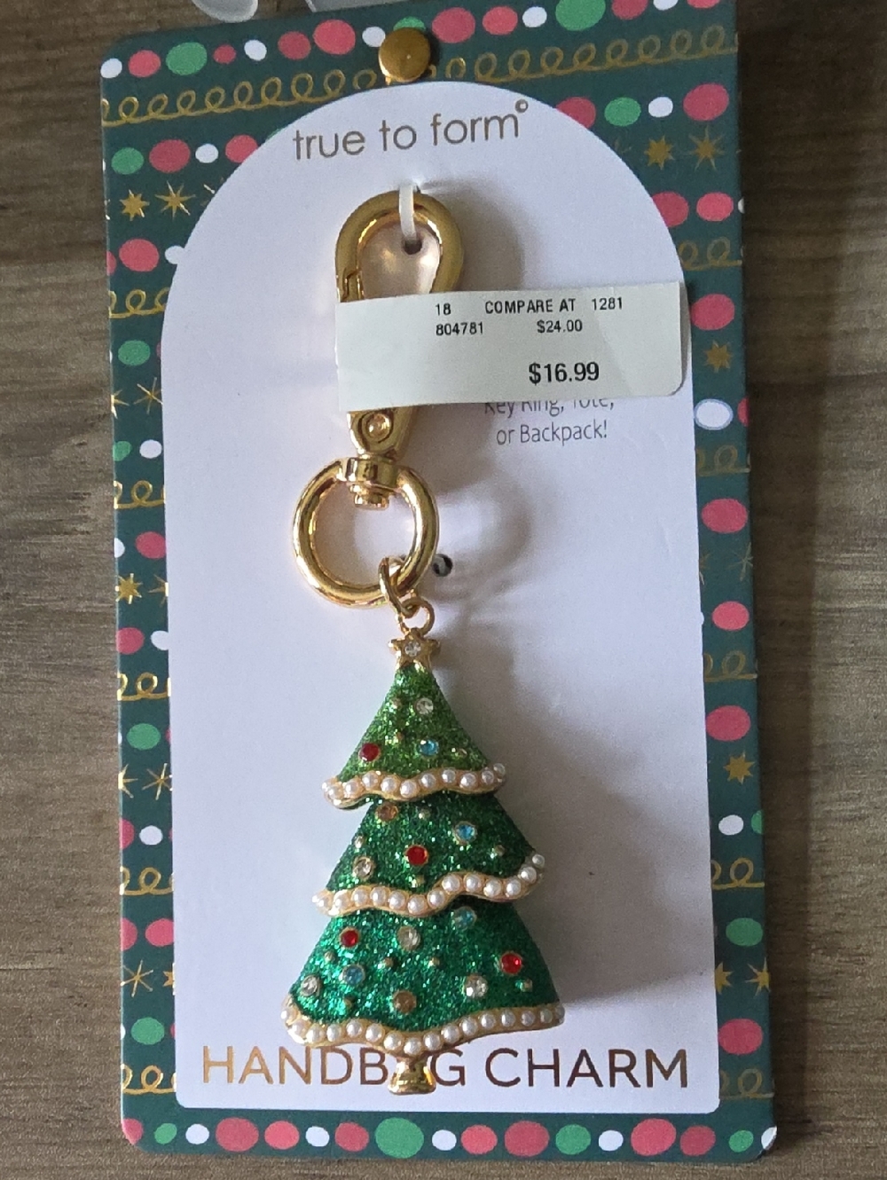 true to form Green Christmas Tree Handbag Charm